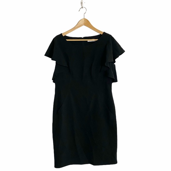 Calvin Klein Ruffled Cap-sleeve Sheath Dress - Picture 2 of 5